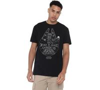 Star Wars T-Shirt Millenium Lines pour Homme, Noir, XL UK