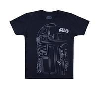 Star Wars T-Shirt R2d2 Outline pour garçon, Bleu (Bleu Marine), 9-10 Ans, Royaume-Uni