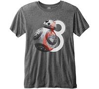 Star Wars - T-Shirt # S Grey Unisex # Episode VIII BB-8 Big Eight [Import]