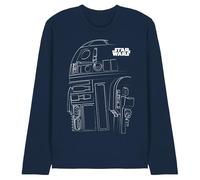 Star Wars T-Shirt Unisexe à Manches Longues R2d2 Outline, Bleu Marine, XXL