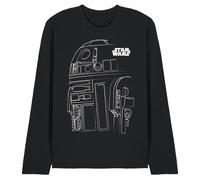 Star Wars T-Shirt Unisexe à Manches Longues Star Wars R2d2 Outline, Noir, XL