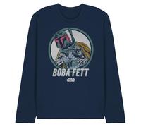 Star Wars T-Shirt Unisexe à Manches Longues Star Wars Retro Boba, Bleu Marine, XXL