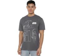 Star Wars T-Shirt Unisexe Star Wars R2d2 Outline, Charcoal, XL