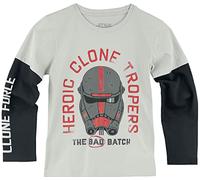 Star Wars : The Bad Batch - Hunter - T-shirt à manches doubles, gris, 3- 6 ans