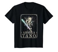 Star Wars The Clone Wars Ahsoka Tano Tarot Card T-Shirt, Enfant, Noir, 4 Ans