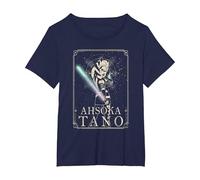 Star Wars The Clone Wars Ahsoka Tano Tarot Card T-Shirt, Femme Grandes Tailles, Bleu Marine, 2X