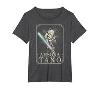 Star Wars The Clone Wars Ahsoka Tano Tarot Card T-Shirt, Femme Grandes Tailles, Chiné Foncé, 3X