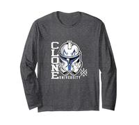 Star Wars The Clone Wars Captain Rex Clone University Manche Longue, Unisexe pour Adultes, Chiné Foncé, XL