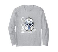 Star Wars The Clone Wars Captain Rex Clone University Manche Longue, Unisexe pour Adultes, Gris Chiné, XL