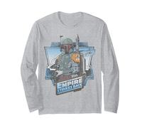 Star Wars The Empire Strikes Back Boba Fett Vintage Portrait Manche Longue, Unisexe pour Adultes, Gris Chiné, XXL