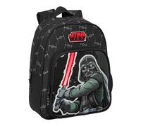 STAR WARS THE FIGHTER - Sac à dos scolaire pour enfants, idéal pour les enfants de différents âges, confortable et polyvalent, qualité et résistance, 27 x 10 x 33 cm, couleur noire, Noir, Estándar,