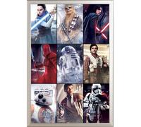 Star Wars - The Last Jedi - Poster - Characters + cadre amovible, Shinsuke® Maxi aluminium argenté, vitre acrylique
