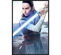 Star Wars - The Last Jedi - Poster - Rey Engage + cadre interchangeable, Shinsuke® Maxi plastique noir, vitre acrylique