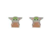 Star Wars The Mandalorian Boucles d'oreilles à tige en argent sterling et émail Motif bébé Yoda, Argent sterling