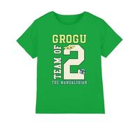 Star Wars The Mandalorian Grogu and Mando Football Team of Two Kids T Shirt, Kelly Green, 7-8