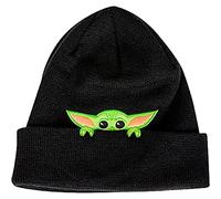 Star Wars The Mandalorian Grogu P Boo Bonnet tricoté à Revers Noir Taille Unique