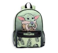 Star Wars The Mandalorian Grogu Sac à dos d'école pour garçon avec fermeture éclair, bretelles rembourrées et poche avant | Sac à dos quotidien pour la rentrée scolaire | Marchandise de personnage