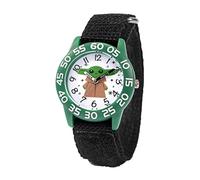 STAR WARS The Mandalorian Kids' Plastic Time Teacher Analog Quartz Nylon Strap Watch, Vert/noir, Bracelet