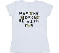 Star Wars - "The Mandalorian May The Force Be With You" T-Shirt für Damen BI43482 (XL) (Weiß)