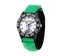 STAR WARS The Mandalorian Montre à quartz analogique en plastique pour enfant avec bracelet en nylon, Blanc/noir/vert, Moderne