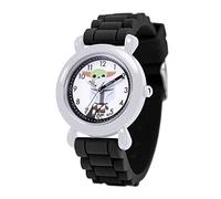 STAR WARS The Mandalorian Montre analogique à quartz avec bracelet en silicone pour enfants, Gris/noir, Bracelet