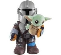 Star Wars Clan de 2 Peluches Sonore The Mandalorian (28 cm) avec Grogu (10 cm), avec tête en plastique détaillée et corps en peluche, Jouet Enfant, Dès 3 ans, HNT52