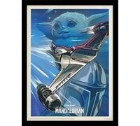 Star Wars : The Mandalorian - Poster encadré, logo PM8179 (40 cm x 30 cm) (bleu/argent/blanc)