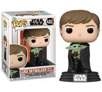 Funko Pop Star Wars Mandalorian Luke Skywalker avec Grogu Chiffre, 9 cm Hauteur