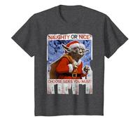 Star Wars Yoda Naughty Or Nice Flyer Noël T-Shirt, Enfant, Chiné Foncé, 3 Ans