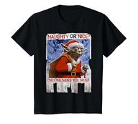 Star Wars Yoda Naughty Or Nice Flyer Noël T-Shirt, Enfant, Noir, 3 Ans