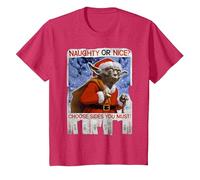 Star Wars Yoda Naughty Or Nice Flyer Noël T-Shirt, Enfant, Rouge Chiné, 3 Ans