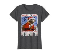 Star Wars Yoda Naughty Or Nice Flyer Noël T-Shirt, Femme, Chiné Foncé, 3XL