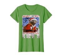 Star Wars Yoda Naughty Or Nice Flyer Noël T-Shirt, Femme, Herbe, 3XL
