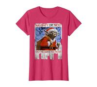 Star Wars Yoda Naughty Or Nice Flyer Noël T-Shirt, Femme, Rouge Chiné, 3XL