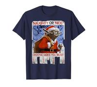 Star Wars Yoda Naughty Or Nice Flyer Noël T-Shirt, Homme, Bleu Marine, 3XL