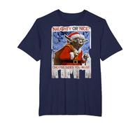 Star Wars Yoda Naughty Or Nice Flyer Noël T-Shirt, Homme Grandes Tailles, Bleu Marine, 3X Tall