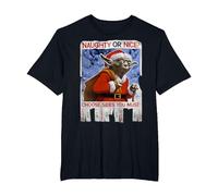 Star Wars Yoda Naughty Or Nice Flyer Noël T-Shirt, Homme Grandes Tailles, Noir, 5X Tall