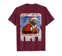 Star Wars Yoda Naughty Or Nice Flyer Noël T-Shirt, Homme, Marron, M