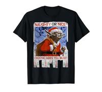 Star Wars Yoda Naughty Or Nice Flyer Noël T-Shirt, Homme, Noir, 3XL