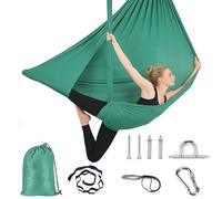 Staranry 150x340 cm Ensemble de Hamac de Yoga Aérien, Vert | Hamac Exterieur en Nylon Sans Couture, Balancoire pour Yoga, Swing, Anti-Gravité, Accessoires Complets, Charge de 250 Kg