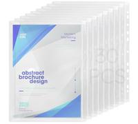 Staranry 30 PCS Pochette Plastique A4 Perforée, Pochettes Plastiques Perforées A4 avec Bouton Pression, Pochette Transparente pour Bureau, École, Organisation de Documents