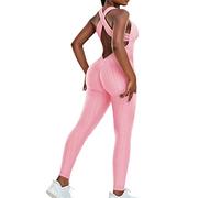 STARBILD Combinaison Anti-Cellulite Femmes Mode, Combishort Été sans Manches Dos Croix, Jumpsuits Push Up Sexy Col V, Bodysuit Chic, Playsuit Sportswear Une Pièce, N1370-Rose XL