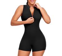 STARBILD Combinaison Sport Femme Court Dos Nu | Design Galbant avec Fermeture Éclair & Effet Push-Up & Coussinets Amovibles Pour le Sport, Yoga, Fitness, Course, Gym ou Salle