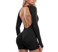 STARBILD Combinaison Sport Femme Court Dos Nu | Design Galbant avec Fermeture Éclair & Effet Push-Up & Coussinets Amovibles Pour le Sport, Yoga, Fitness, Course, Gym ou Salle