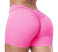 STARBILD V Back Shorts de Sport Femme Scrunch Butt, Leggings Court V Cut Shape Push Up, Booty Hot Pants pour Gym Fitness Yoga, V Scrunch - Rose S