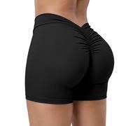 STARBILD V Back Shorts de Sport Femme Scrunch Butt, Leggings Court V Cut Shape Push Up, Booty Hot Pants pour Gym Fitness Yoga, V Scrunch - Noir M