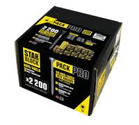 STARBLOCK Coffret de vis Pack Pro 2 200 vis Bois Aggloméré Tête fraisée Torx 9 tailles 1 Porte embouts mousqueton 50 mm
