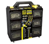 STARBLOCK Coffret vis Bois/Agglo, 1 350 pièces, Tête fraisée, 15 dimensions, Empreinte Torx, Pointe entaillée, Acier zingué