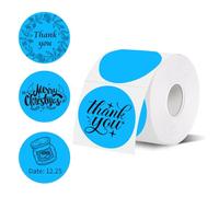 starboling Lot de 500 étiquettes thermiques rondes bleues pour imprimante thermique, 5,1 cm, étiquettes thermiques directes pour création de logo, étiquette de nom