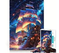 Starbound Galleon︰ Puzzle Voyage Beyond The Sky pour Adolescents 1000 pièces Jeu de logique Solide Anti-Stress Bords Transparents Cadeau Classique 38x52cm